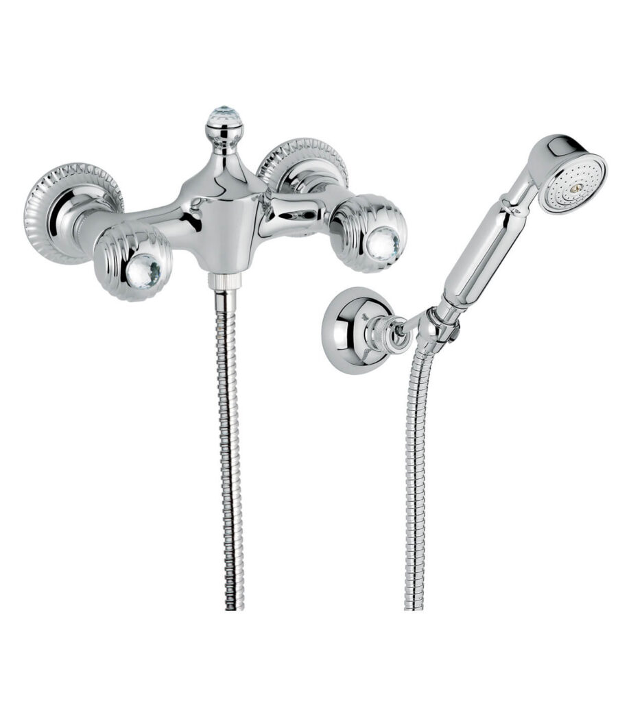 Wand-Duscharmatur Emmevi The One Cloe 98002, Chrom, Mit klarem Kristall, Armatur + Brauseset Wand-Duscharmatur Emmevi The One Cloe 98002 – 4