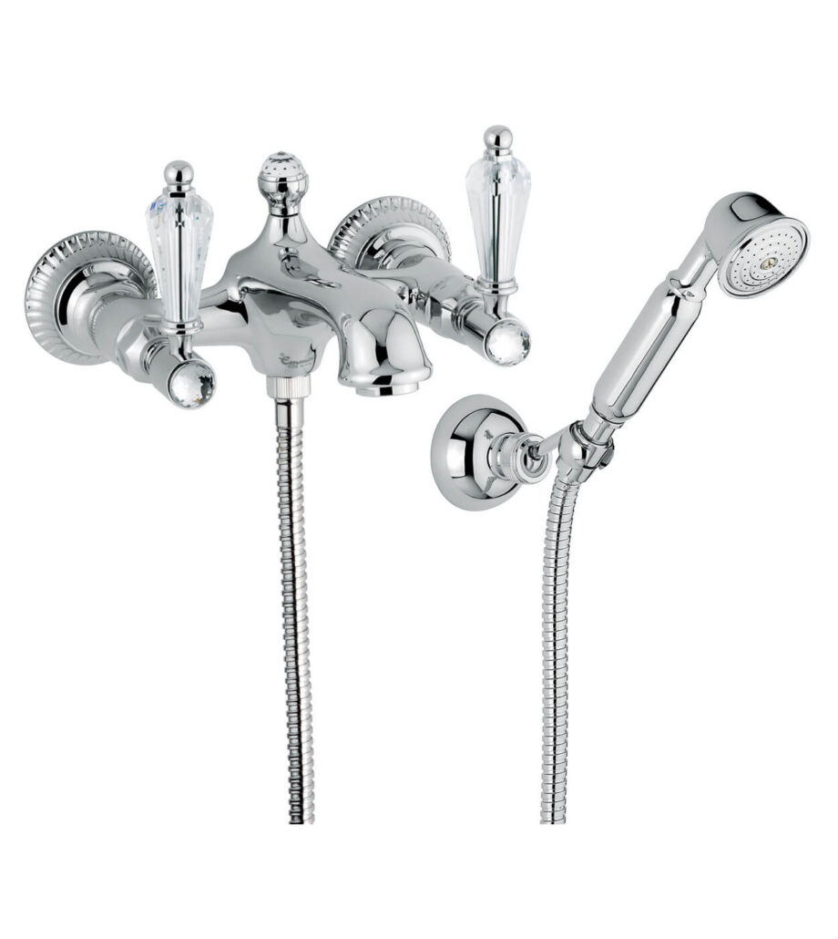Wand-Wannenarmatur Emmevi The One Atena 98001, Chrom, Mit klarem Kristall, Armatur + Brauseset Wand-Wannenarmatur Emmevi The One Atena 98001 – 4