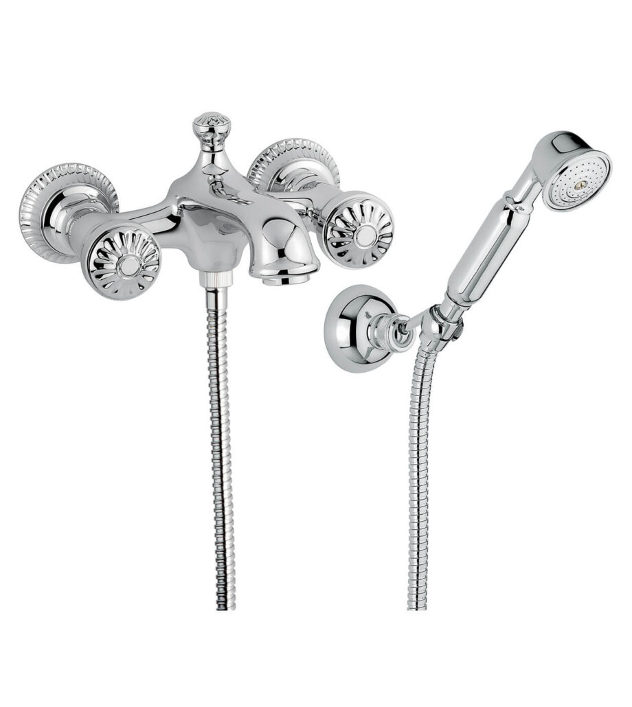 Wand-Wannenarmatur Emmevi The One Leda 98001, Chrom, Ohne Kristall, Armatur + Brauseset Wand-Wannenarmatur Emmevi The One Leda 98001 – 2