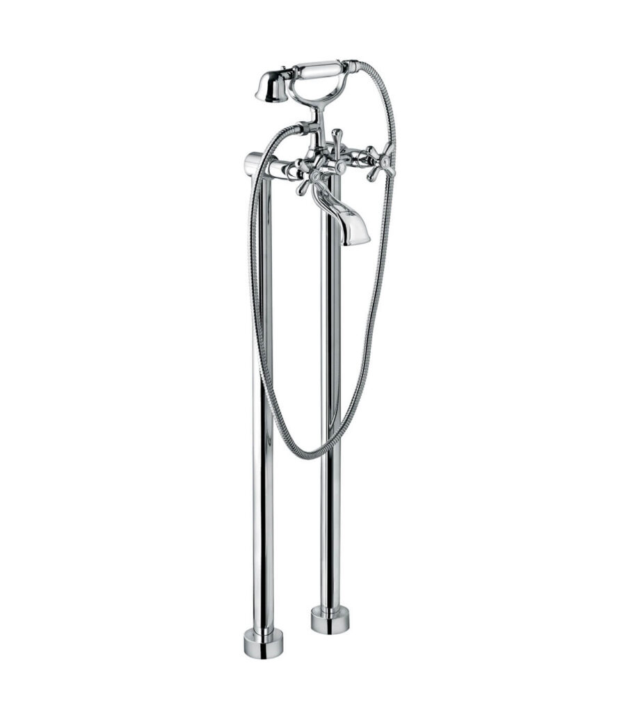 Wannenarmatur auf Standsäulen Emmevi Decò Classic 1201128 mit Handbrause, Chrom Wannenarmatur auf Standsäulen Emmevi Decò Classic 1201128 mit Handbrause
